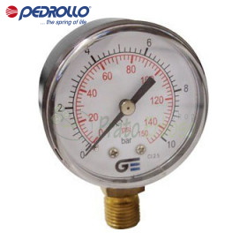 MRG 10 - Pressure gauge from 0 to 10 bar in a glycerine bath - Pedrollo