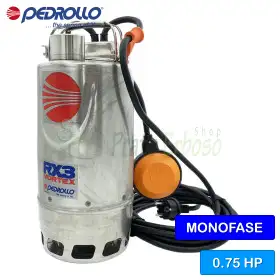 RXm 3/20 (10 m) - Pompe électrique monophasée VORTEX pour eaux chargées, 0,75 CV
