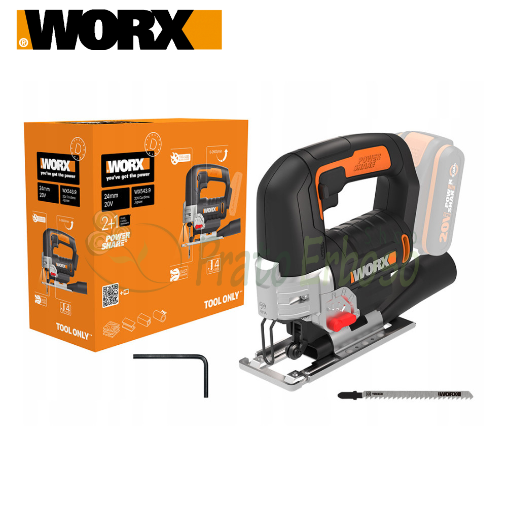 20v Cordless Worx Wx543 Jigsaw Lightweight And Compact Bare Tool WORX