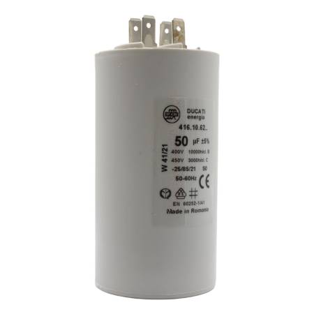 Condensateur Moteur Italfarad 50µF 250V - 50x96mm - Fils 25cm - Neuf