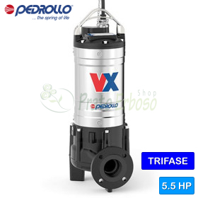 Pompe électrique triphasée VORTEX VX 55/80 - 5,5 CV pour eaux usées Pedrollo - 1