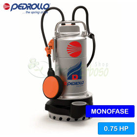 Dm 8 (5m) - Pompe électrique pour l\'assainissement de l\'eau monophasé Pedrollo - 1