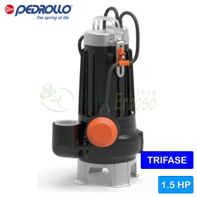 VXC 15/35 - 1.5 HP three-phase VORTEX electric pump for waste water Pedrollo - 1