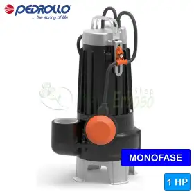 Pompe électrique pour eaux usées VXCm 10/45 - 1 CV monophasée VORTEX Pedrollo - 1