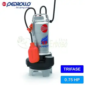 VX 8/35 (10m) - Elettropompa VORTEX per acque luride trifase da 0.75 HP