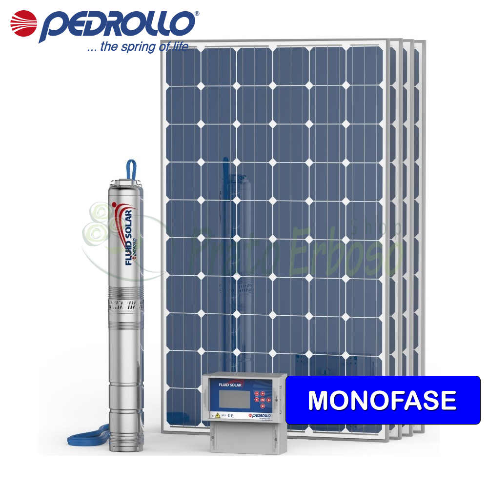 FLUID SOLAR 1/20 Kit, electric pump, solar 1500 W Pedrollo