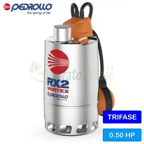 RX 2/20 (10m) - Elettropompa per acque sporche VORTEX trifase da 0.50 HP