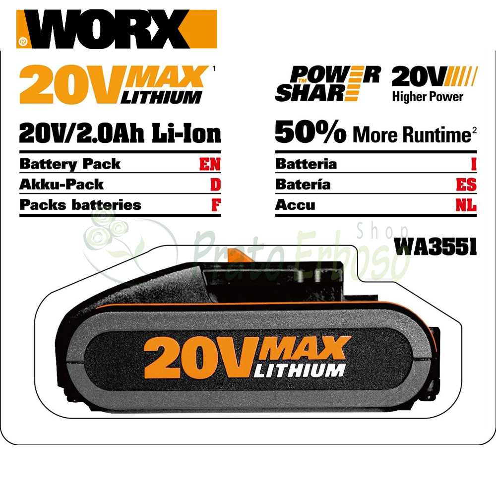 WA3551.3 2 Ah 20 V lithium battery Worx